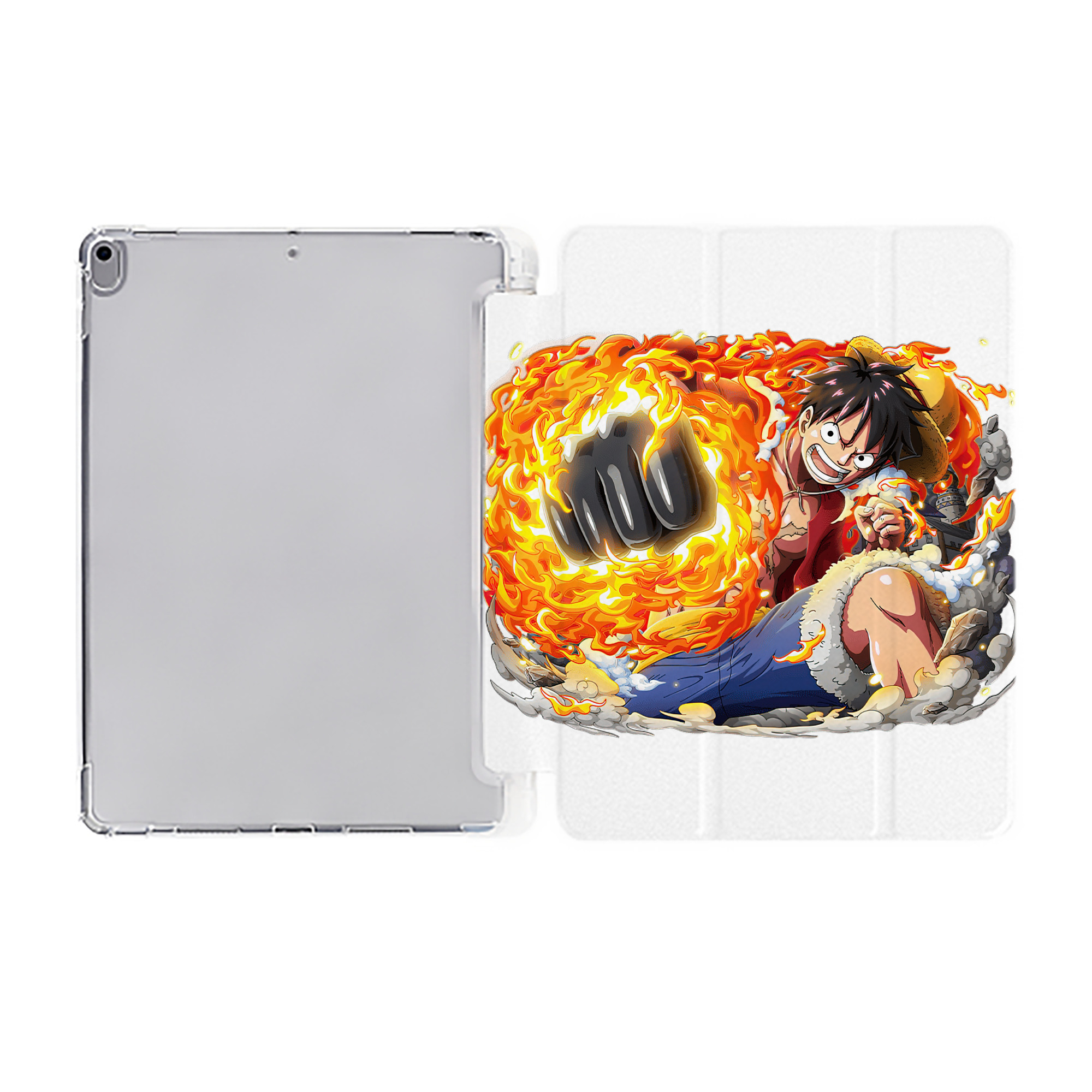 （画像用） ワンピース モンキー・D・ルフィ ONE PIECE Monkey D. Luffy IPad ケース ペン収納付き 三つ折りスタンド PUレザー×シリコン 対応機種9.5/10.5/10.9インチ